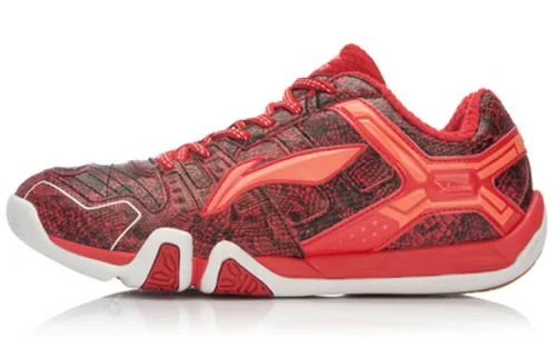 Li Ning Quick Start Saga TD Cushioning, Wear Resistant Low top Badminton Shoes Unisex Tomato Juice Red