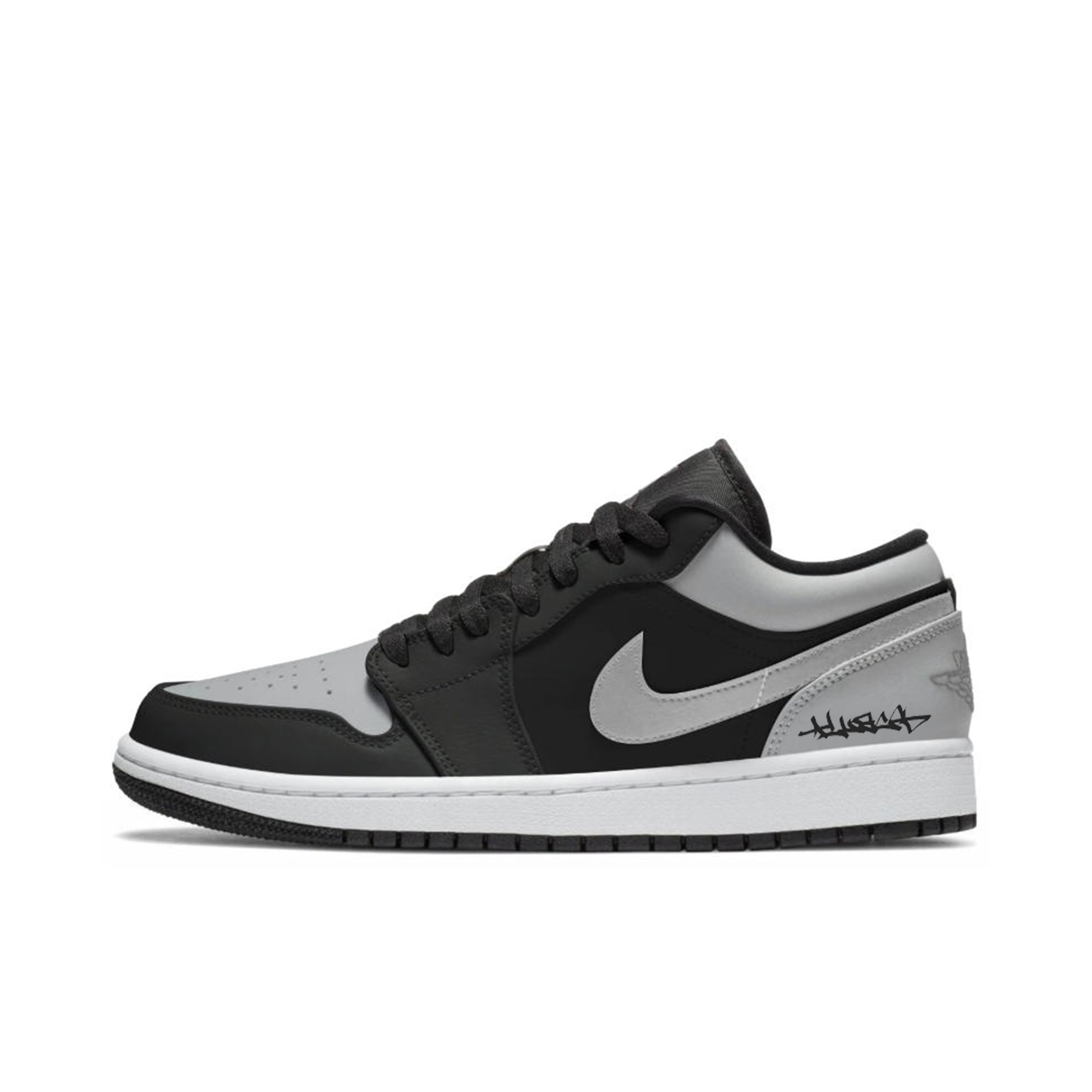 Jordan Air Jordan 1 Black Gray Prologue Abrasion Resistant Low top Vintage Basketball Shoes Unisex Black White Gray