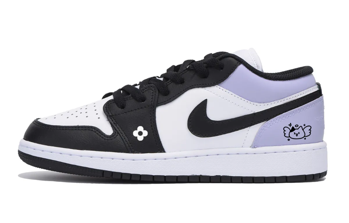 Jordan Air Jordan 1 Urban Chic Style Vintage Low top Vintage Basketball Shoes Men's White Purple