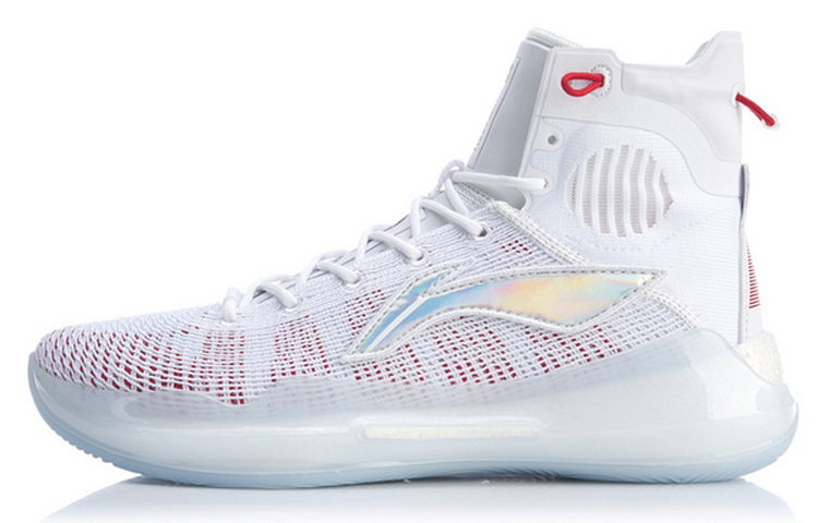 Li Ning YuShuai 13 Boom Slip Resistant, Abrasion Resistant, Lightweight High top Basketball Shoes Men's White Red