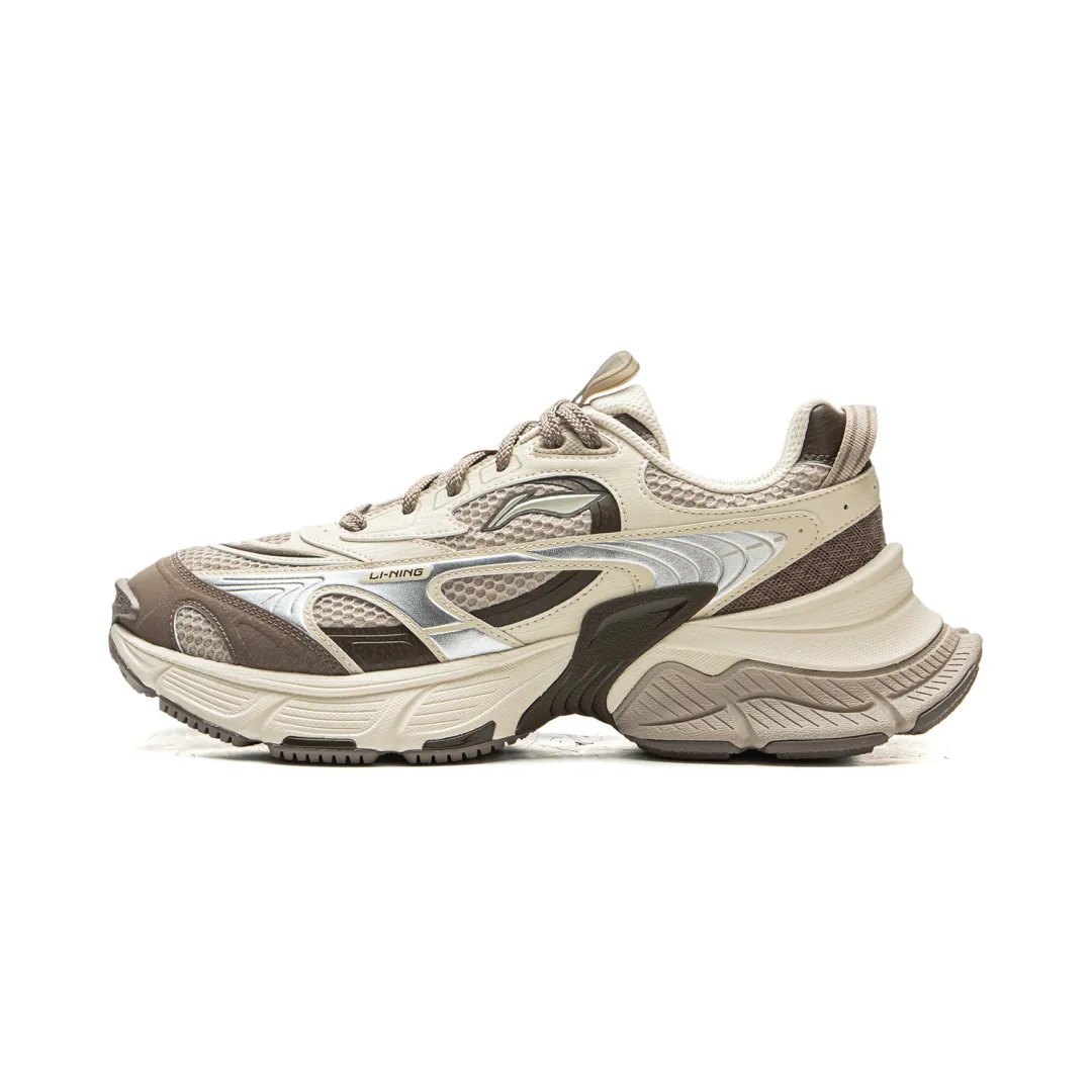 Li Ning Xingji Cushioning Abrasion Resistant Breathable Low top Chunky Sneakers Men's Beige Brown
