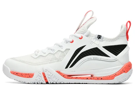 Li Ning Slip Resistant Abrasion Resistant Low top Badminton Shoes Unisex White