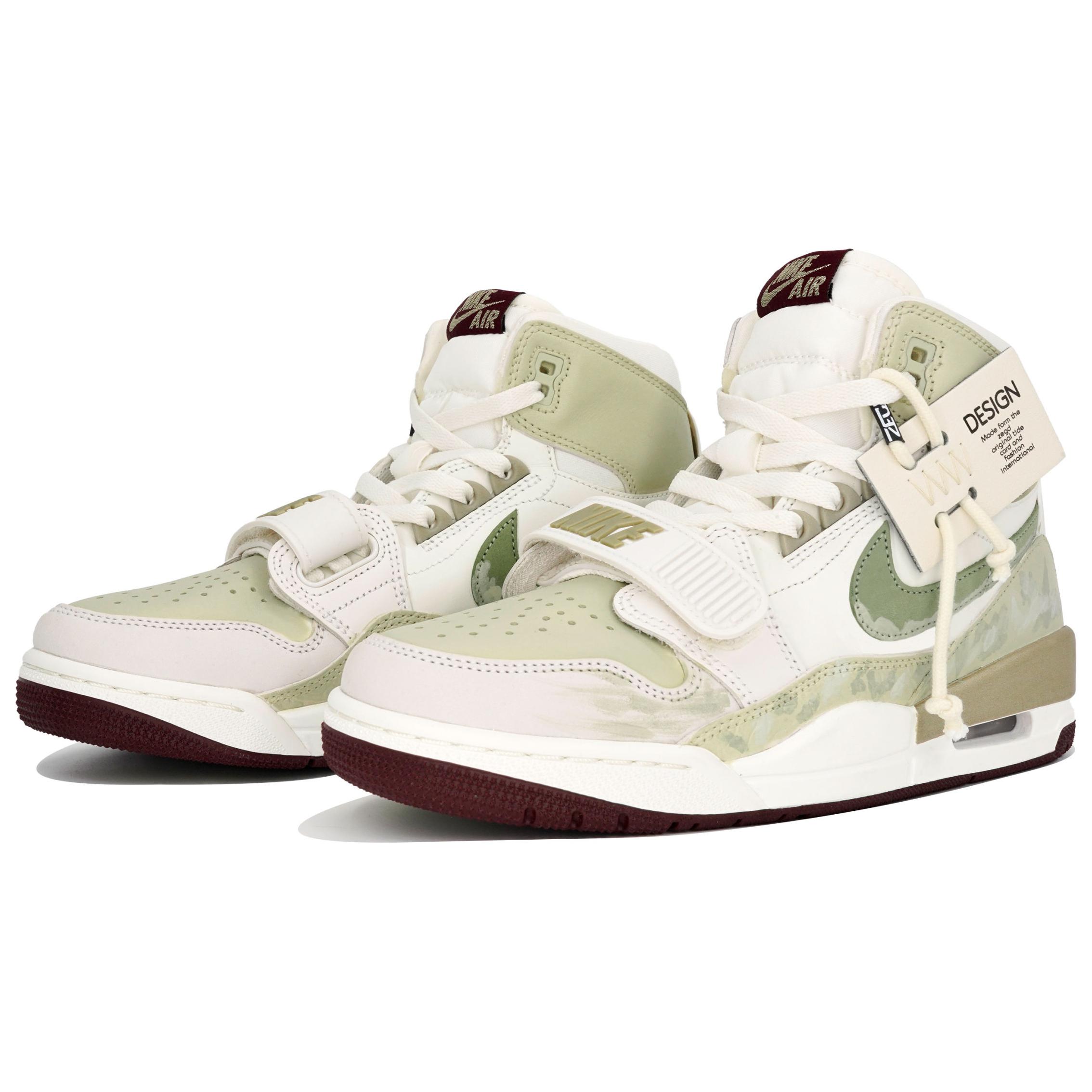 Jordan Legacy 312 Slip Resistant Abrasion Resistant High top Vintage Basketball Shoes Men’s White Green