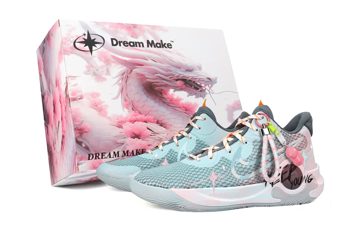 Nike KD Trey 5 IX Slip Resistant Abrasion Resistant Mid top Basketball Shoes Unisex Blue Pink