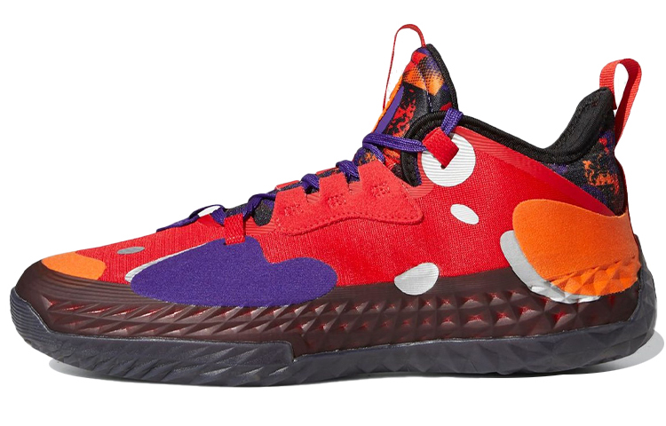 Adidas Harden Vol.5 Futurenatural CNY round toe lace-up fabric synthetic leather low-top Boost/Lightstrike practical basketball shoes men's red