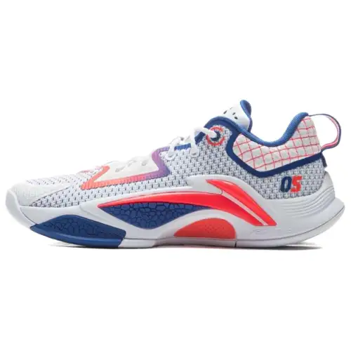 Li Ning BadFive Chase Hunt 1 Slip Resistant Coverage Lightweight Rebound Low top Basketball Shoes Men's White Blue