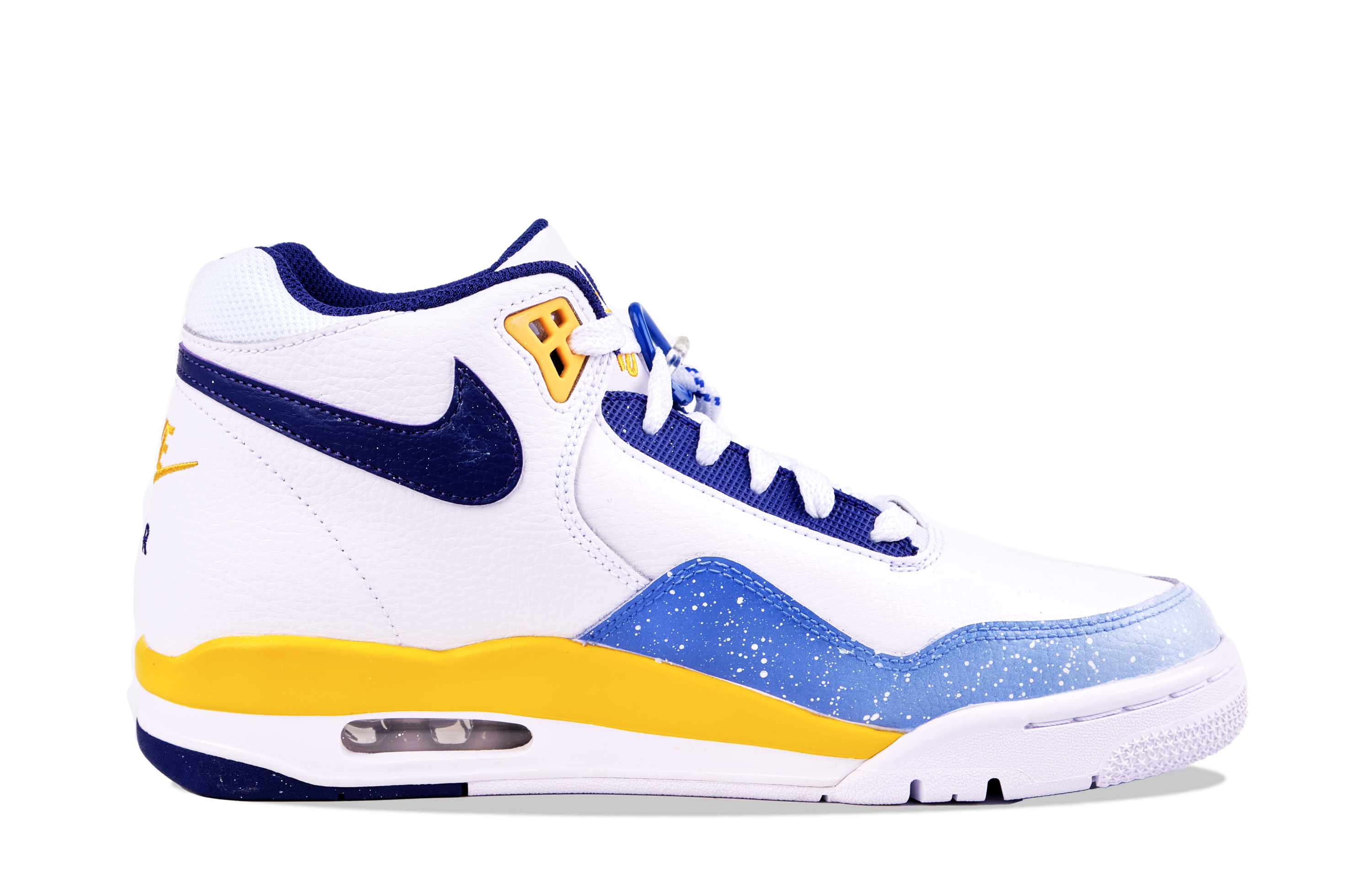Nike Flight Legacy Slip Resistant Abrasion Resistant Mid top Vintage Basketball Shoes Men’s White Blue