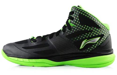 Li Ning Super Light 10 Slip Resistant Abrasion Resistant Mid top Basketball Shoes Men's Black Green