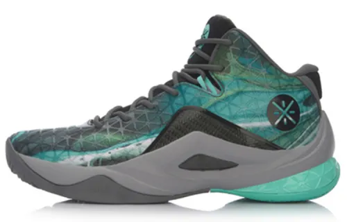 LiNing Team Shang 4 Wade series, comfortable and versatile, shock-absorbing, non-slip and wear-resistant, mid-top basketball shoes, men's green