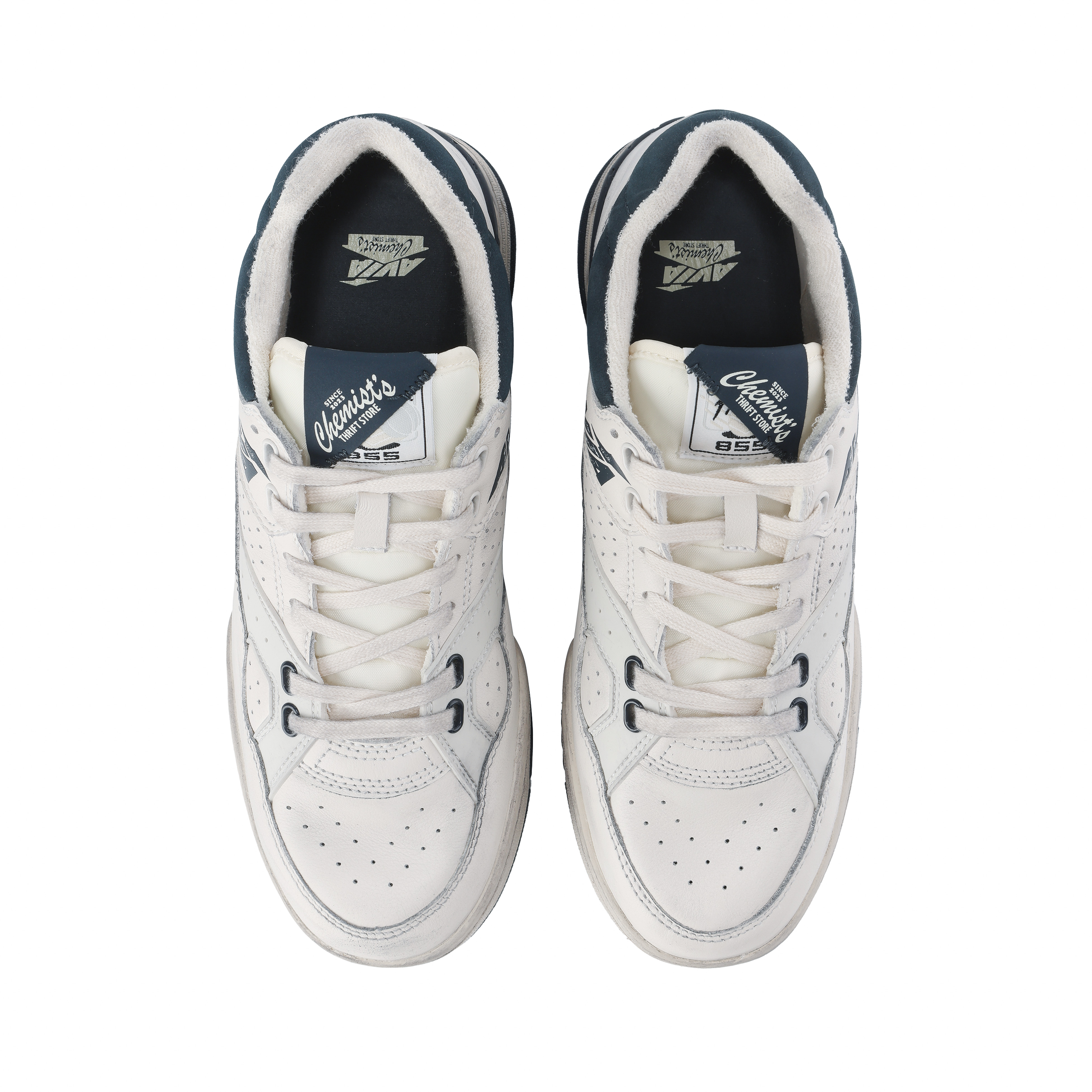 HUAXUEZHIPIN x AVIA 855 Archive By Chemist’s® ThriftStore Low top Vintage Basketball Shoes Unisex White Blue