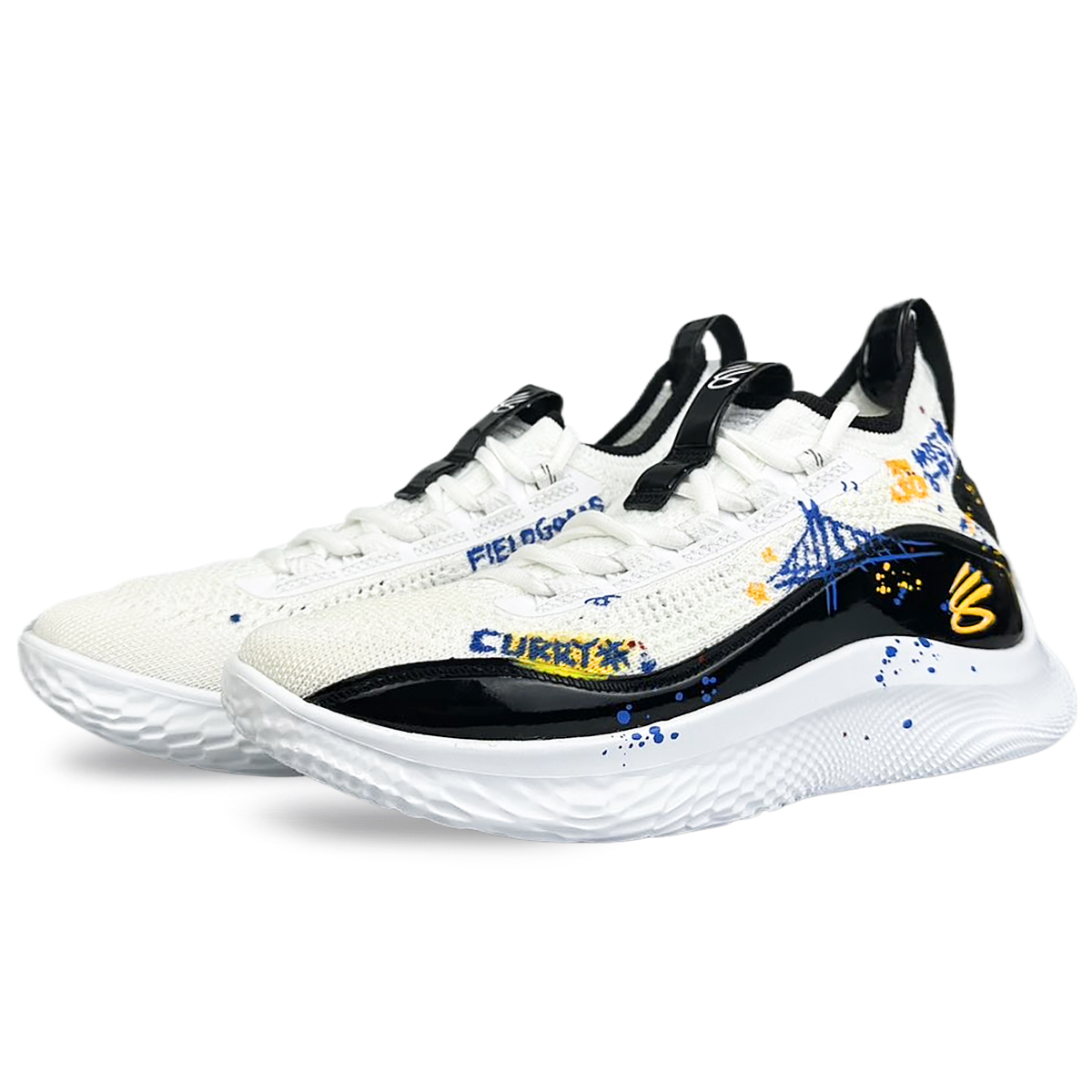 Under Armour Curry 8 Cushioned Wear-Resistant Breathable Slip-Resistant Low-Top Basketball Shoes Unisex White Black