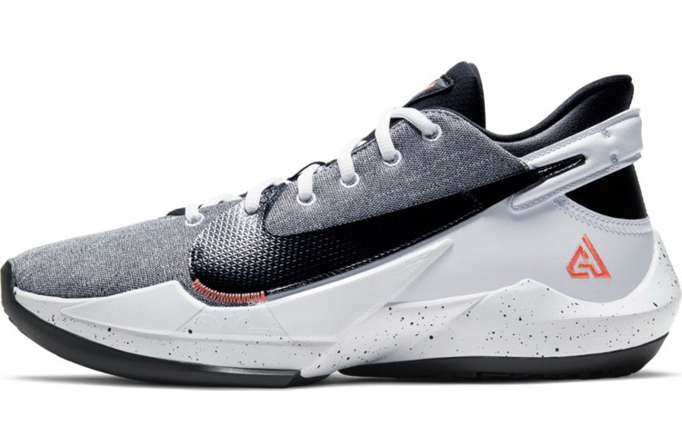 Nike Freak 2 Zoom EP round head lace fabric synthetic leather TPU shock-absorbing, anti-slip wear-resistant wrapping support Low top Zoom practical basketball shoes Men's gray and white Domestic version
