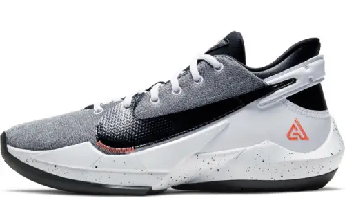 Nike Freak 2 Zoom EP round head lace fabric synthetic leather TPU shock-absorbing, anti-slip wear-resistant wrapping support Low top Zoom practical basketball shoes Men's gray and white Domestic version