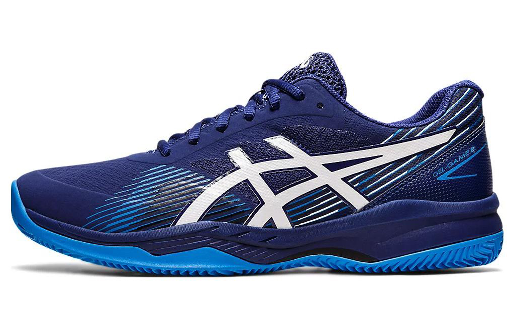 Asics Gel Game 8 Clay Abrasion Resistant, Breathable, Lightweight Low top Tennis Shoes Men's Navy Blue