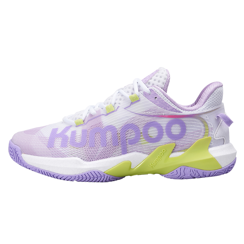 KUMPOO Cushioning Breathable Support Low top Badminton Shoes Unisex White Purple