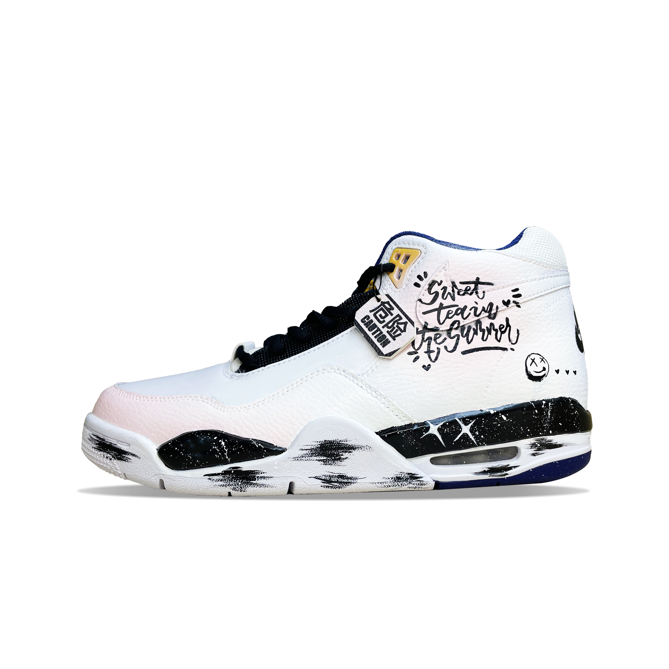 Nike Flight Legacy Pink Ink Mid top Vintage Basketball Shoes Men’s White
