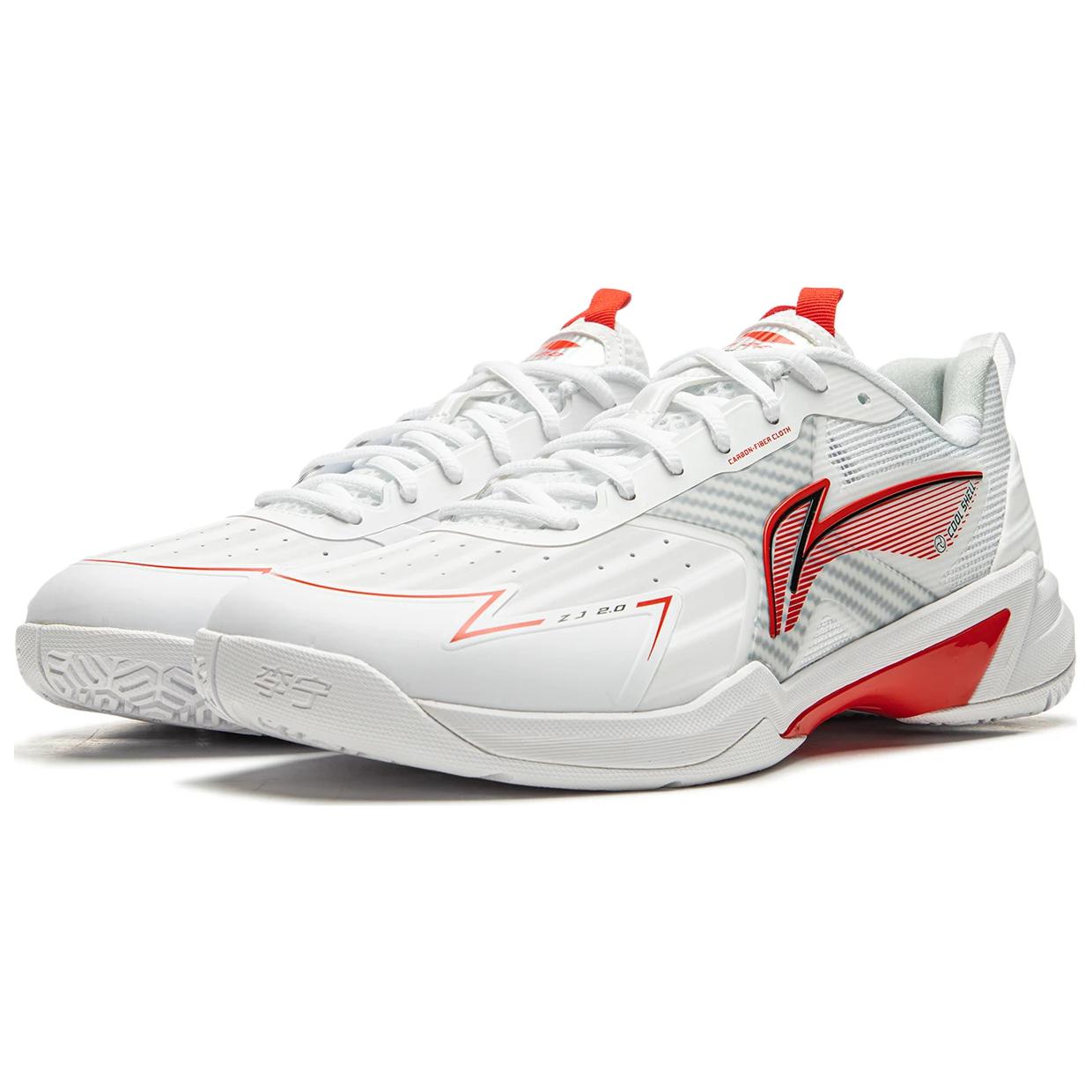 Li Ning Slip Resistant, Abrasion Resistant, Breathable Low top Badminton Shoes Unisex White Red