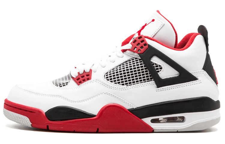 Мужские кроссовки Jordan Air Jordan 4 retro fire red (бело-красные)
