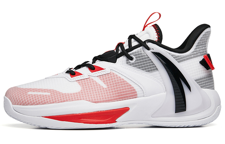 Anta Swoosh 2.0 Slip Resistant Abrasion Resistant Low top Performance Basketball Shoes Men's White Red Black