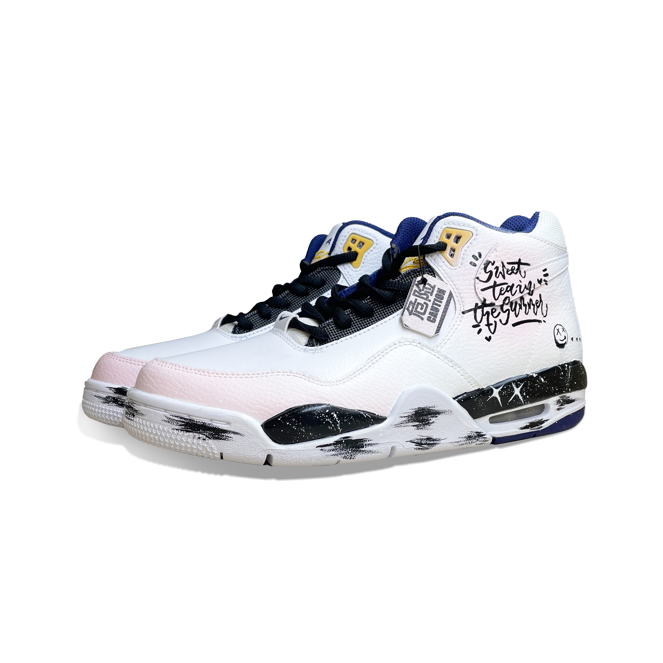 Nike Flight Legacy Pink Ink Mid top Vintage Basketball Shoes Men’s White
