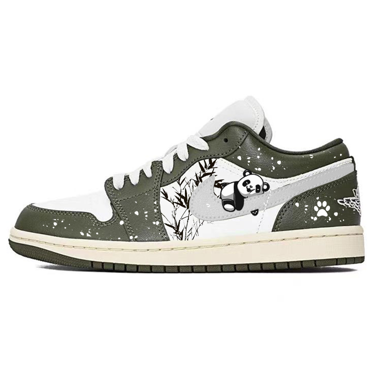 Jordan Air Jordan 1 Bamboo Grove Panda Slip Resistant Abrasion Resistant Low top Vintage Basketball Shoes Unisex