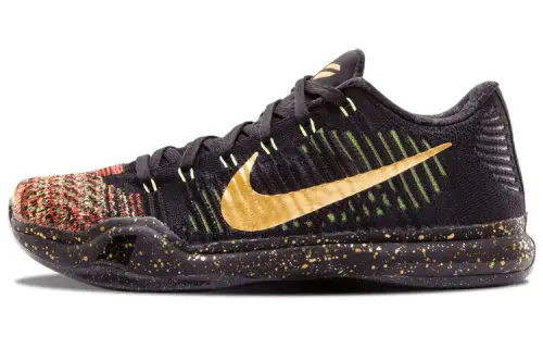 Nike Kobe 10 Elite Christmas Kobe 10 OG model, comfortable and versatile, non-slip and lightweight, low-top practical basketball shoes, men's gold