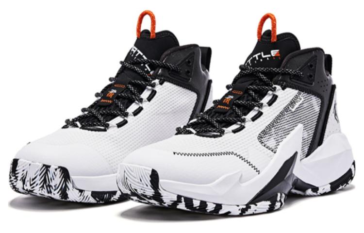 QIAODAN Textile, Synthetic Leather Cushioning Slip Resistant Abrasion Resistant High top Basketball Shoes Men’s