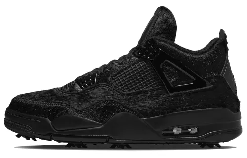 Jordan Air Jordan 4 black cat leather, trendy, sporty and comfortable, shock-absorbing, balanced and wrapped support, low-cut lifestyle shoes, same style for men and women, black