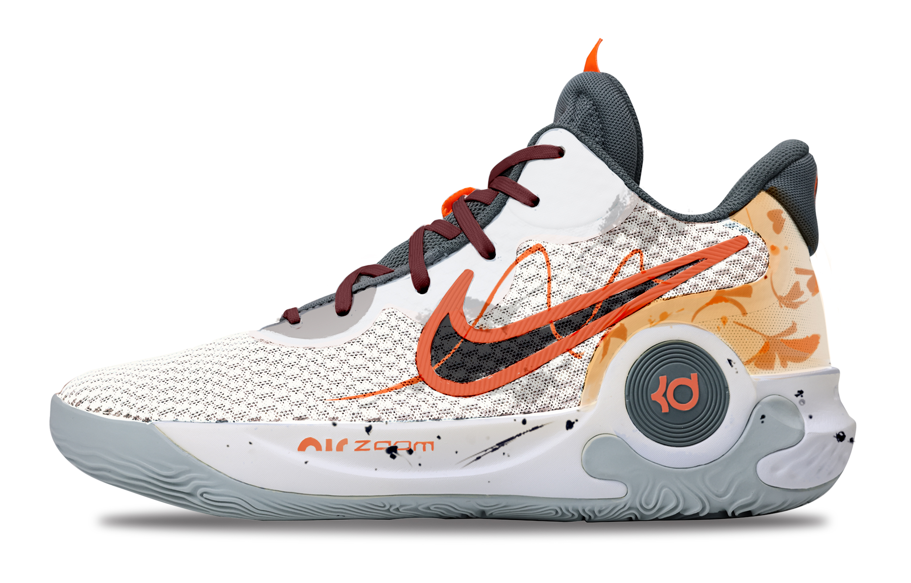 Nike KD Trey 5 IX Autumn Heart Box Fabric Abrasion Resistant Mid top Basketball Shoes Unisex Gray