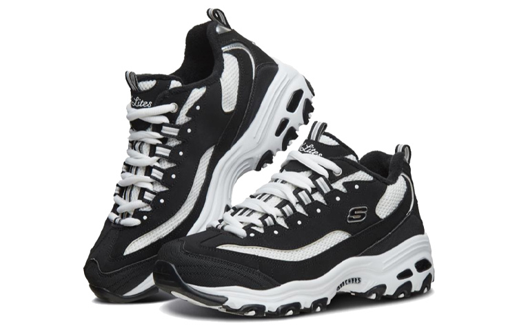 Женские кроссовки Skechers D'LITES 1.0 (черно-белые) — Чёрныйбелый — фото 3