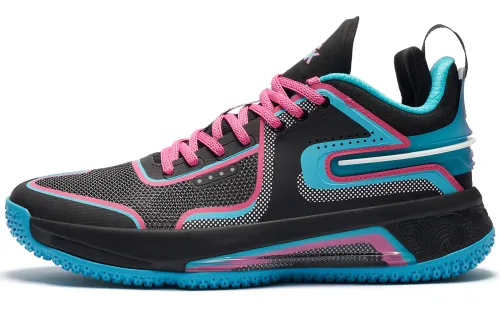 Peak Flash 4th Generation, Extreme Power Edition, Shock Absorbing, Anti-Slip, Wear-Resistant, Wrapping Support, Mid-top Practical Basketball Shoes, Men's Black and Blue