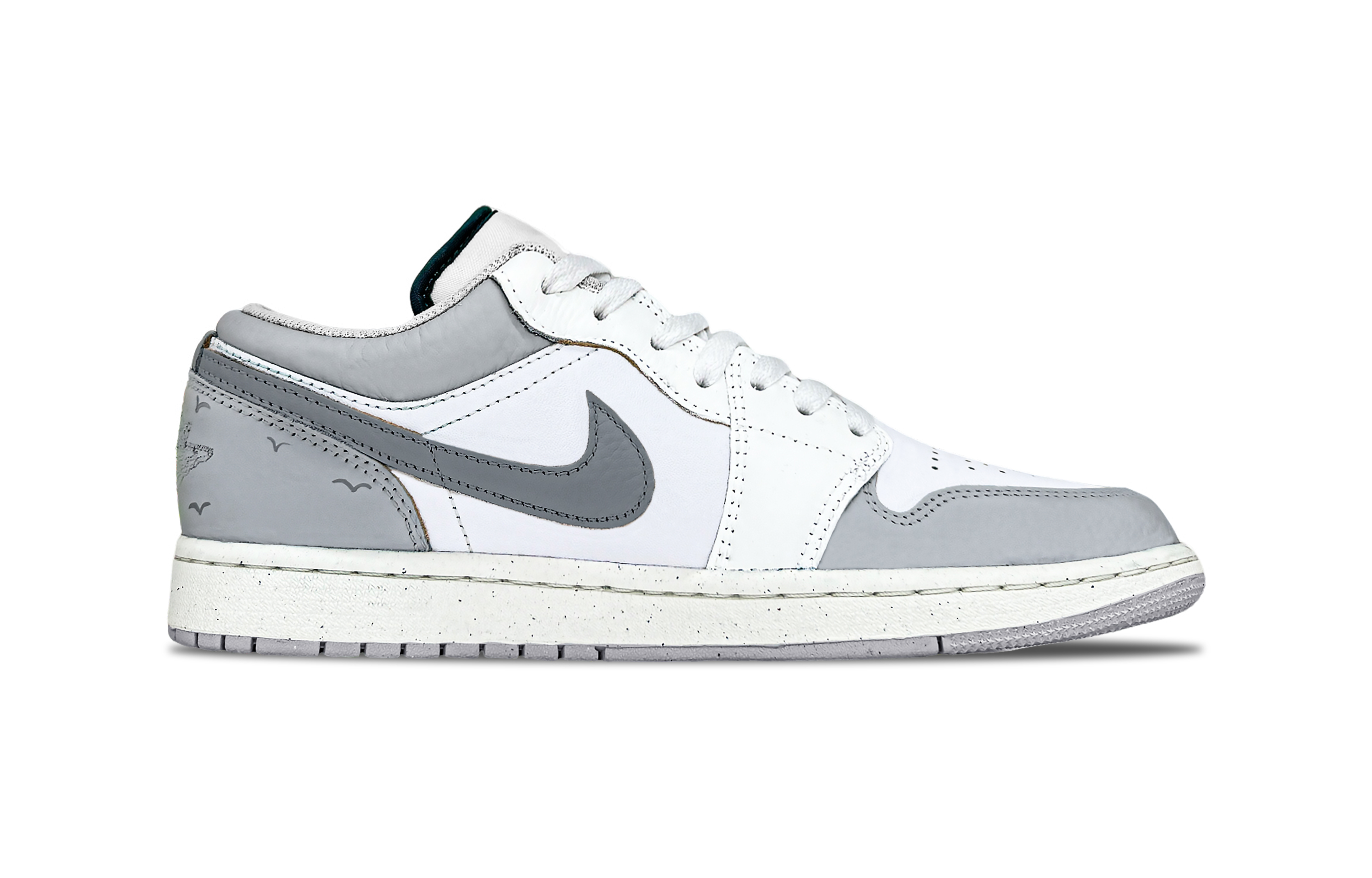 Jordan Air Jordan 1 Chinese Style All The Best Leather Low top Vintage Basketball Shoes Men’s Gray White