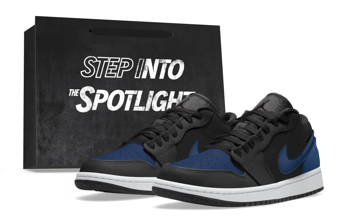 Jordan Air Jordan 1 Abrasion Resistant Low top Skateboard Shoes Unisex Black Blue