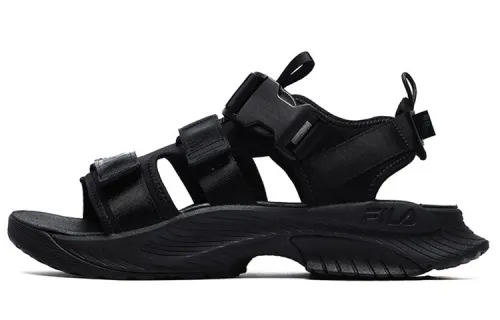 FILA Athletics Velcro Open Toe Flat Heel Sports Black Sandals