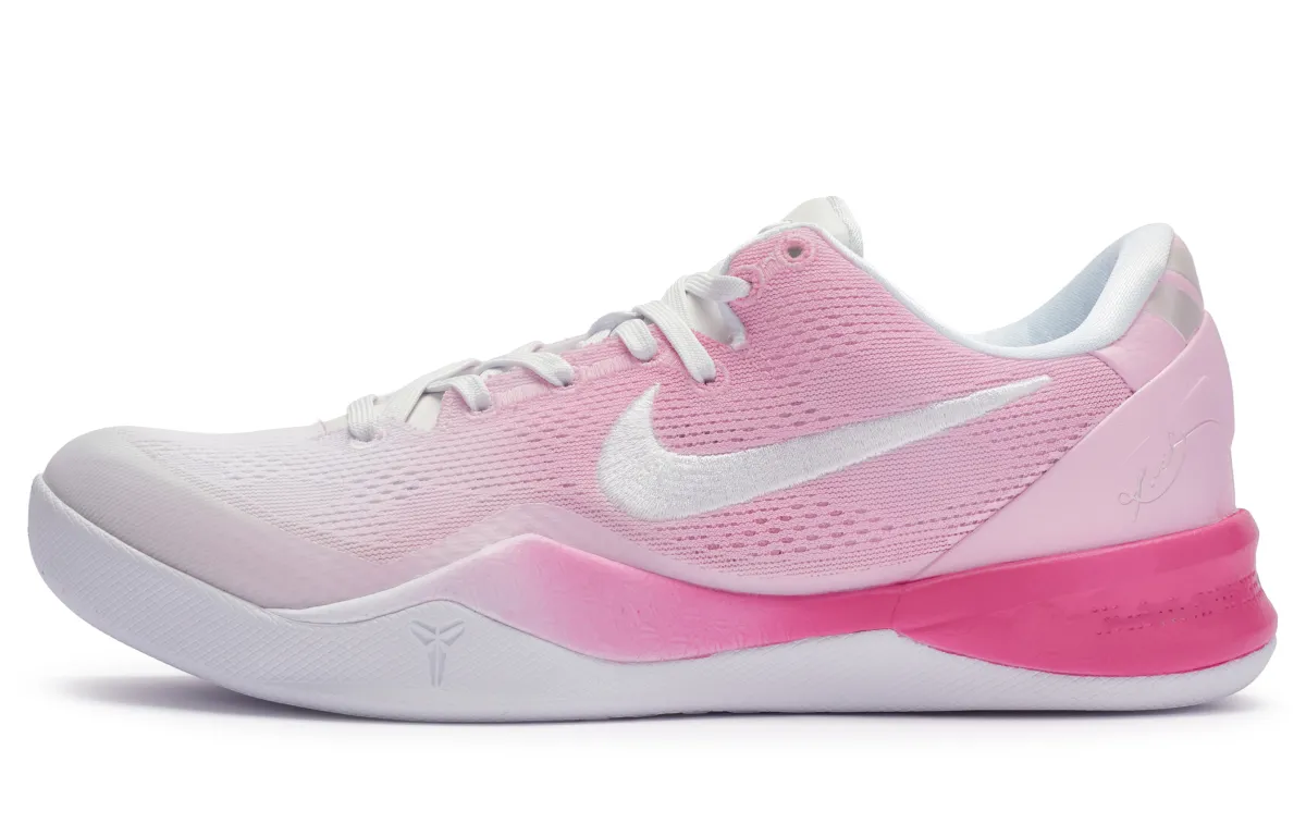 Nike Kobe 8 Cushioning Slip Resistant Abrasion Resistant Low top Basketball Shoes Unisex Pink White