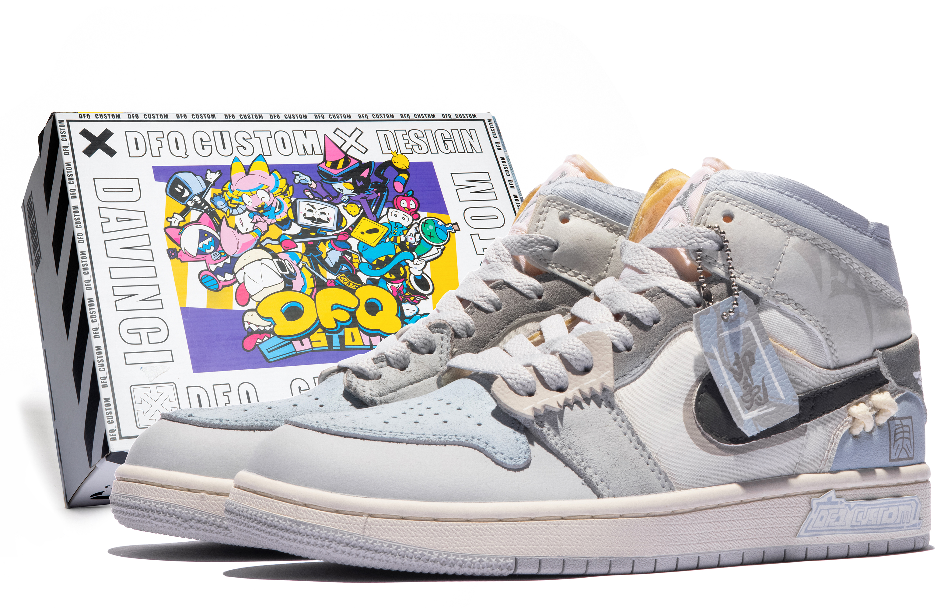Jordan Air Jordan 1 Mid SE Craft Mid top Vintage Basketball Shoes GS Gray Blue
