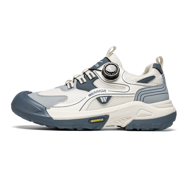 Warrior Slip Resistant Abrasion Resistant Grip Low top Mountaineering Shoes Men’s Beige Gray Blue