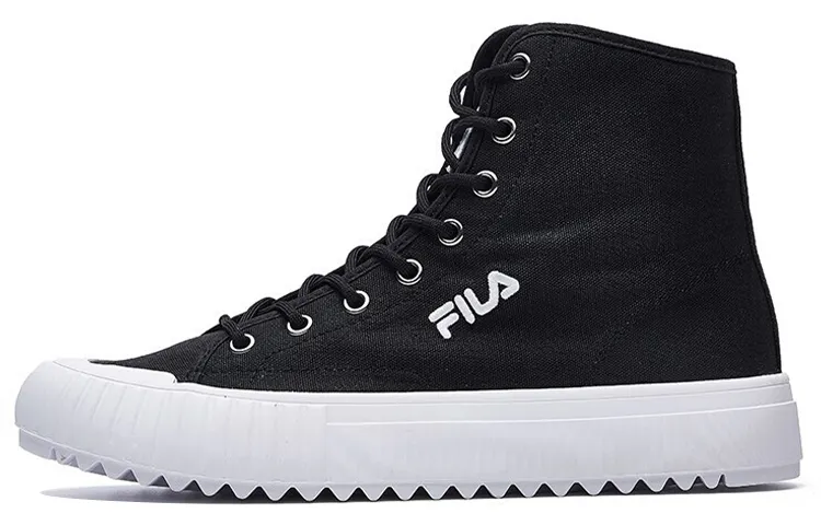 FILA Trail Abrasion Resistant High top Canvas Shoes Men's Black White