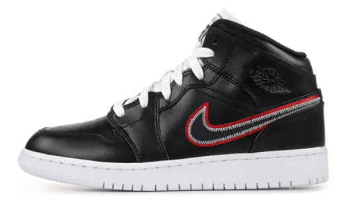 Jordan Air Jordan 1 Destroyed The Game Everyday Versatile Non-Slip Lightweight Mid-top Retro Basketball Shoes Women's Black Red