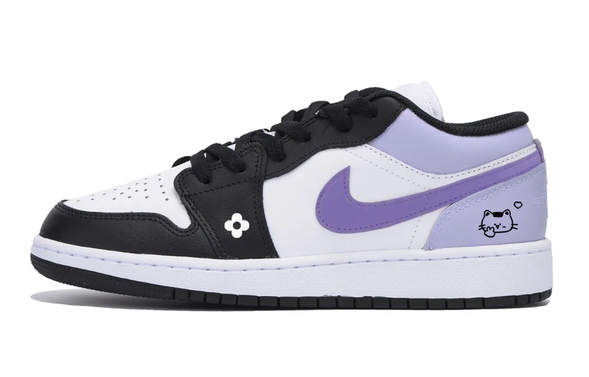 Jordan Air Jordan 1 Low top Vintage Basketball Shoes Men's White Purple