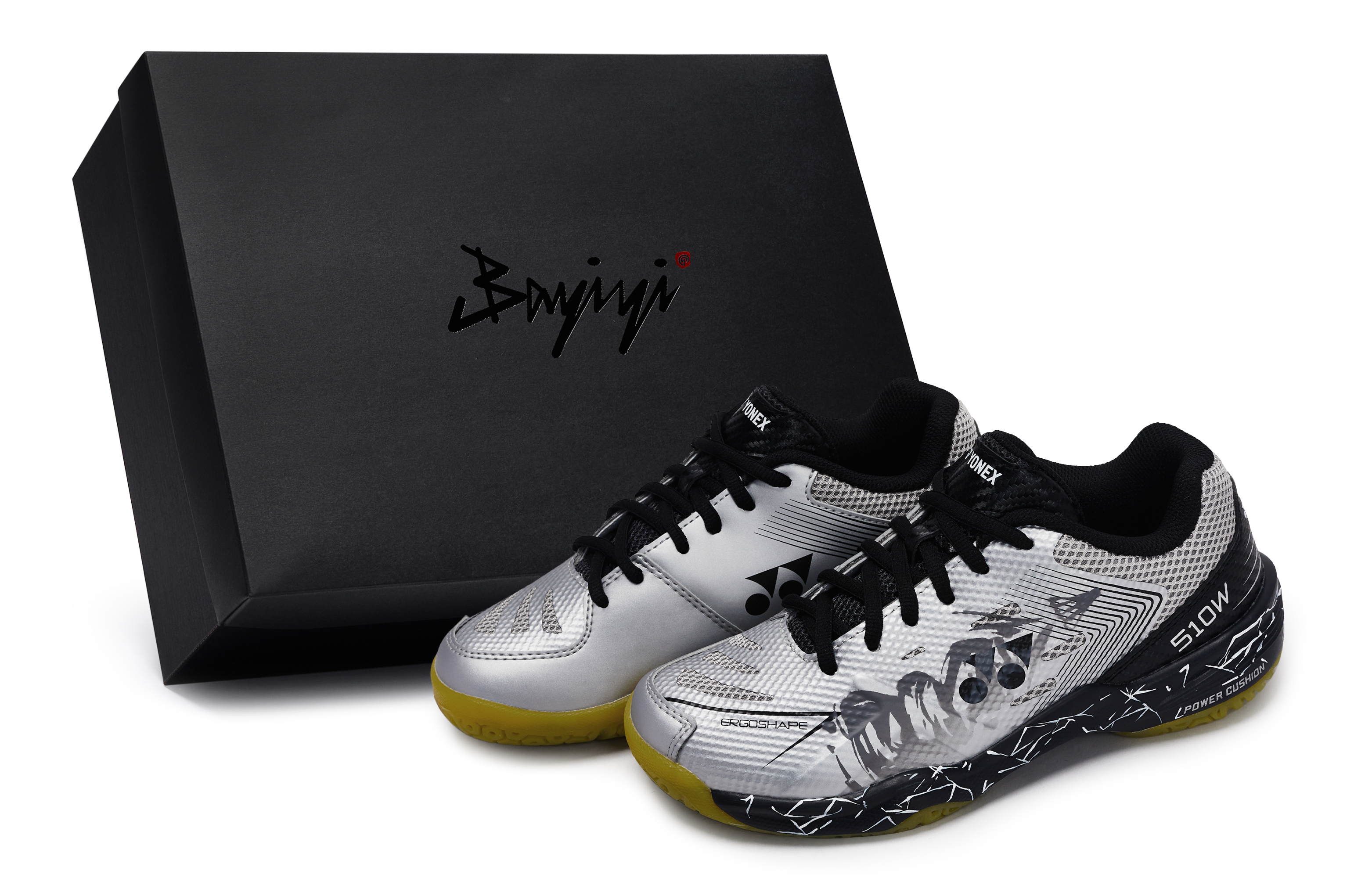 YONEX Power Cushion Slip Resistant Abrasion Resistant Low top Badminton Shoes Unisex Black Gray Silver