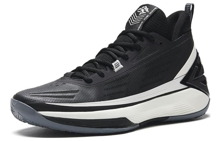 Anta Attack 5 Fabric Cushioning Slip Resistant Abrasion Resistant Low top Basketball Shoes Men’s Black White