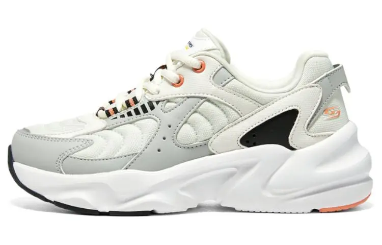 Skechers DLITES Textile, Synthetic Leather Low top Chunky Sneakers Women's White Gray Orange