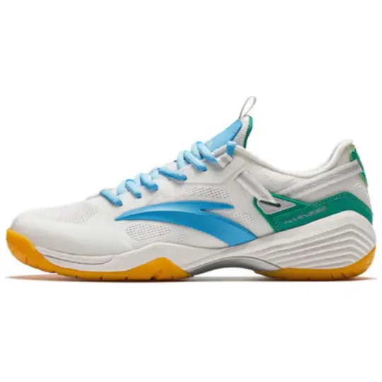 Anta Mesh Cushioning Slip Resistant Abrasion Resistant Low top Badminton Shoes Men's White Blue
