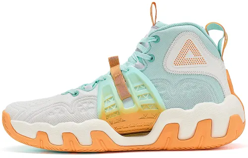 PEAK Yanwu 1.0 Cushioning Slip Resistant Abrasion Resistant High top Performance Basketball Shoes Men's Pink Green