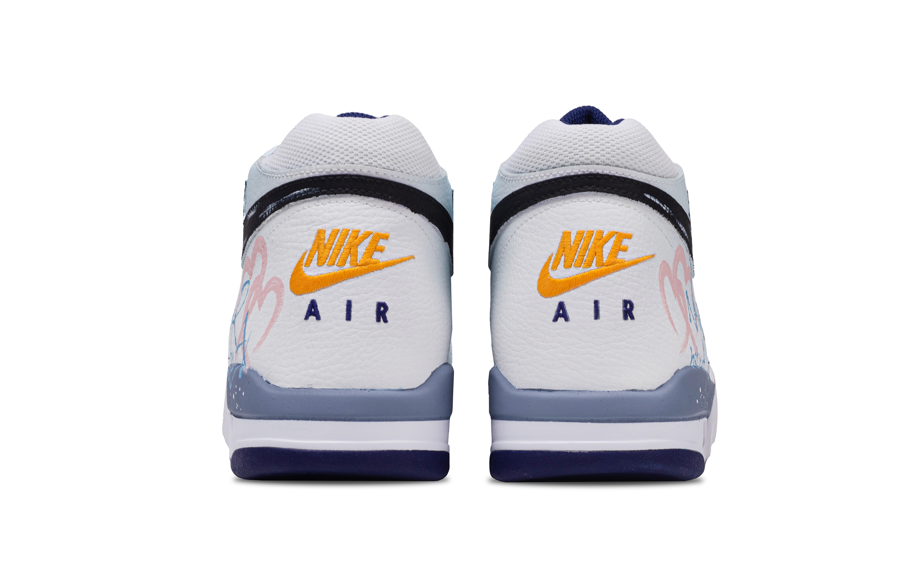 Nike Flight Legacy Heartbeat Story Abrasion Resistant Mid top Vintage Basketball Shoes Men’s White Blue Pink