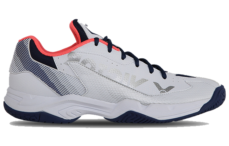 VICTOR Cushioning Slip Resistant Abrasion Resistant Low top Badminton Shoes Unisex Pearl White