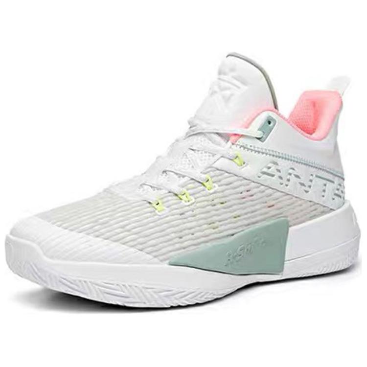 Anta Attack 2 Cushioning Slip Resistant Abrasion Resistant Mid top Basketball Shoes Men’s Gray White