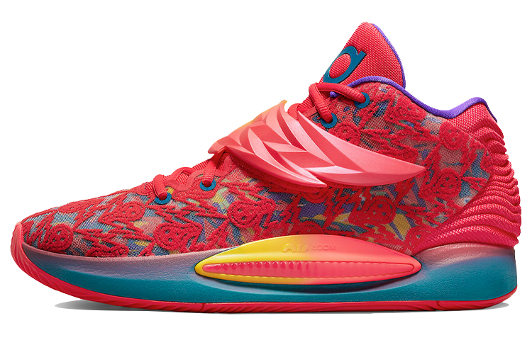Ron English x Nike KD 14 Durant 14 EP trendy and comfortable fabric TPU shock-absorbing, non-slip, wear-resistant, breathable, wrapped, supportive, lightweight, low-top practical basketball shoes, men's style, red, foreign version