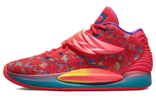 Ron English x Nike KD 14 Durant 14 EP trendy and comfortable fabric TPU shock-absorbing, non-slip, wear-resistant, breathable, wrapped, supportive, lightweight, low-top practical basketball shoes, men's style, red, foreign version